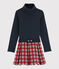 Meisjesjurk met lange mouwen kinderen blauw SMOKING/wit MULTICO