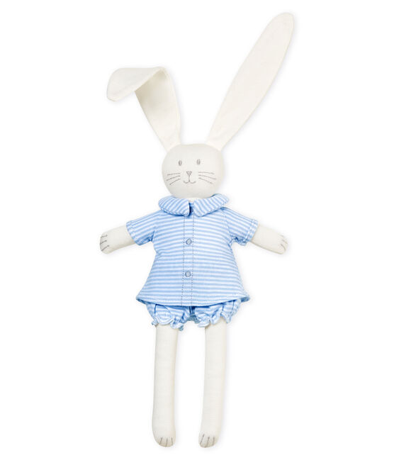 Doudou lapin habillé bleu FRAICHEUR/blanc MARSHMALLOW