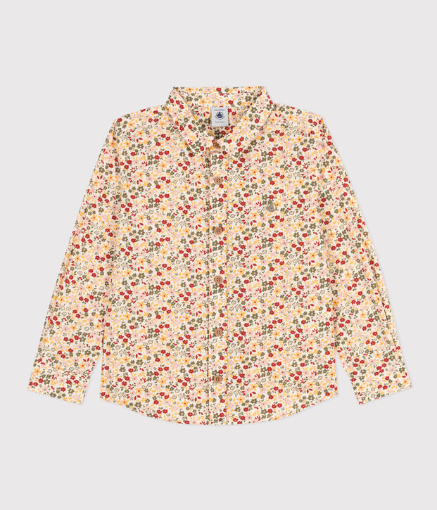 Chemise imprim&eacute;e en popeline enfant gar&ccedil;on &eacute;cru/multicouleur