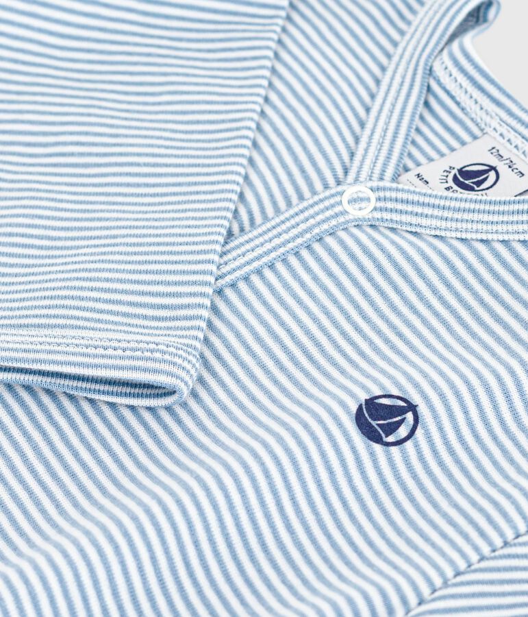 Katoenen babypyjama met milleraies-strepen blauw/wit
