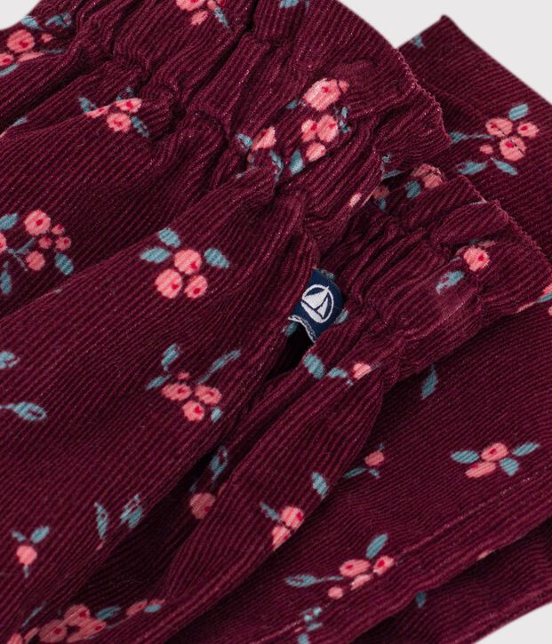 Pantalon b&eacute;b&eacute; en velours imprim&eacute; &agrave; fleurs rouge/multicouleur