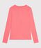 Dames-T-shirt van effen katoen met lange mouwen roze FLAMAND