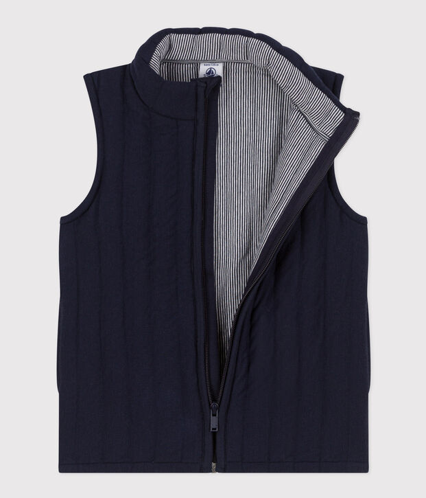 Veste sans manche en tubique enfant fille / gar&ccedil;on bleu marine