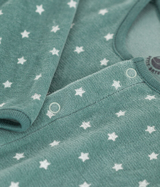 Fluwelen babypyjama met sterrenprint blauw BRUT/wit MARSHMALLOW
