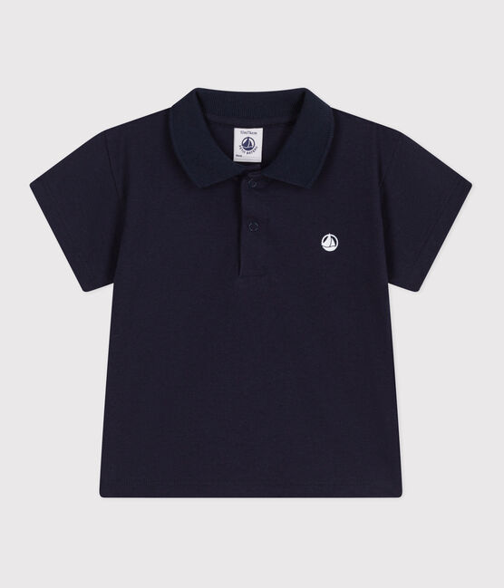 Effen katoenen babypolo met korte mouwen blauw SMOKING