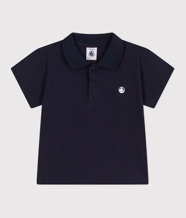 Polo b&eacute;b&eacute; en coton manches courtes uni bleu marine