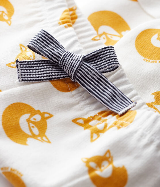 Pantalon en molleton bébé garçon blanc MARSHMALLOW/jaune BOUDOR