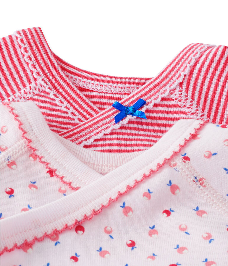 Set van twee eerste body's voor babymeisjes wit .