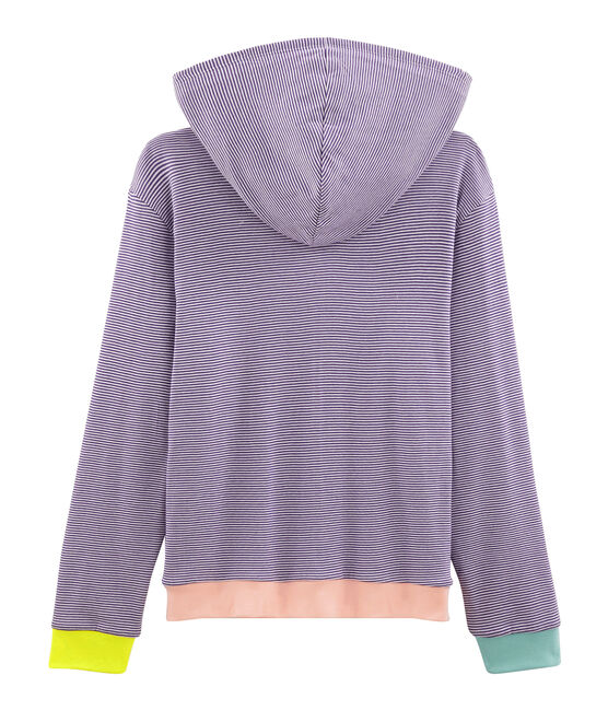 Damessweater met capuchon purper REAL/wit MARSHMALLOW