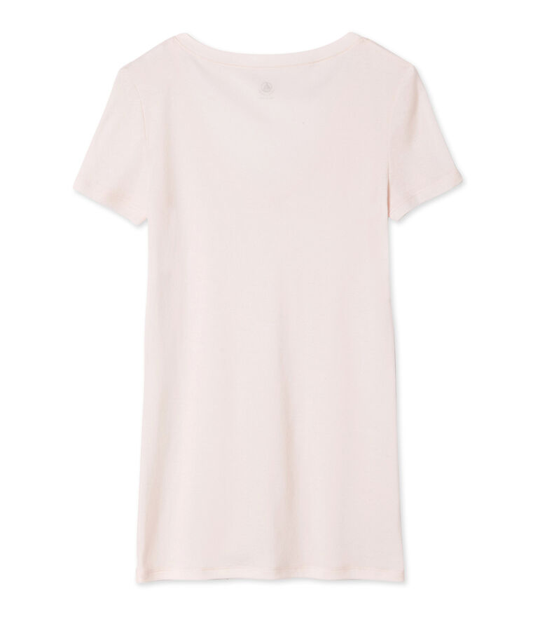 Tee shirt manches courtes col v femme rose FLEUR