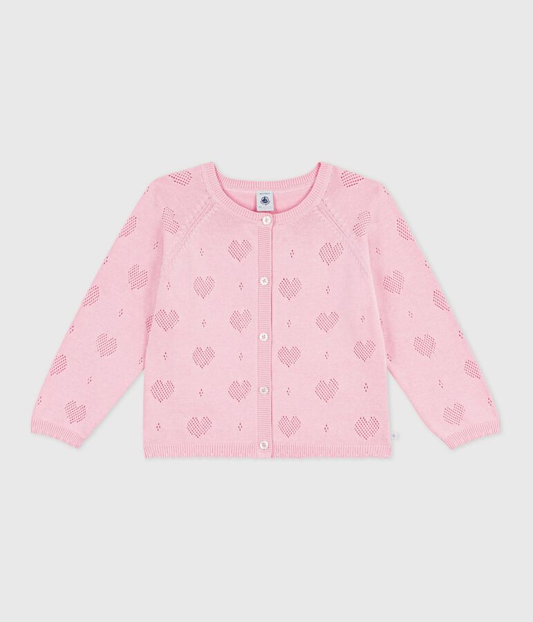 Cardigan enfant en coton uni rose