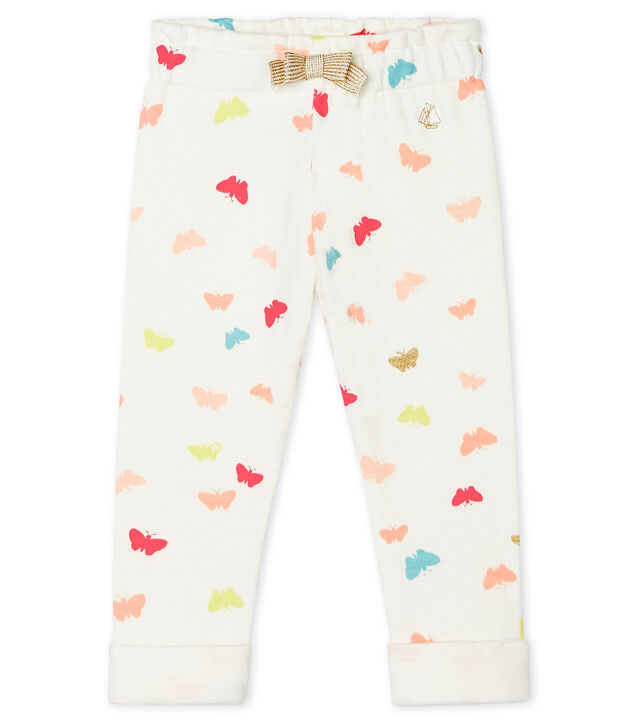 Broek met print babymeisje wit/multicouleur