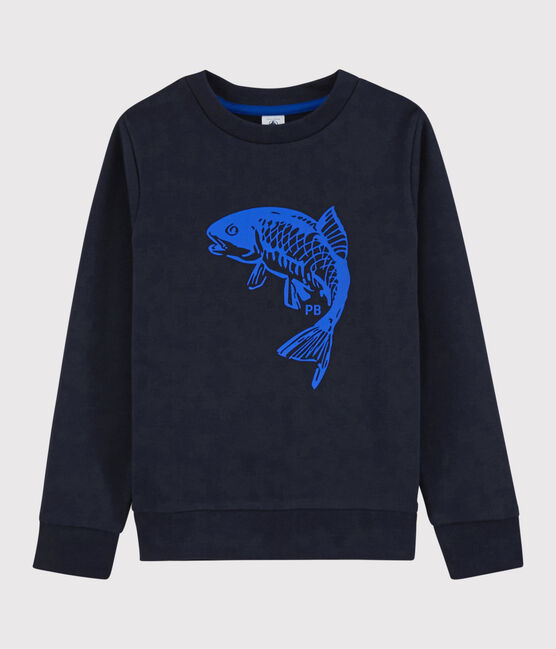 Molton sweatshirt voor jongens blauw SMOKING
