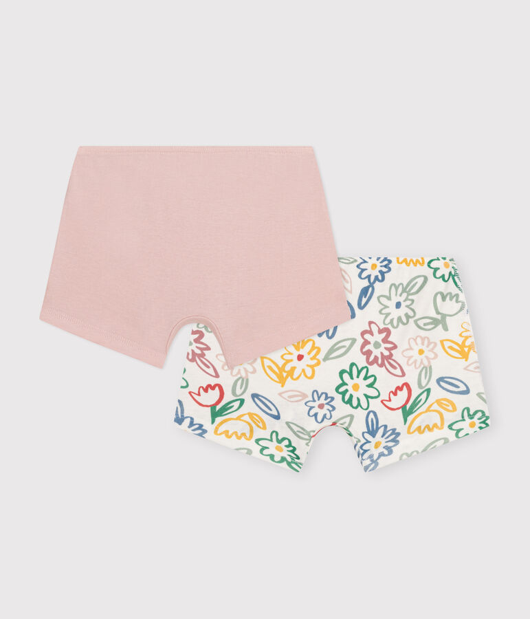 Lot de 2 shorties fleur en coton enfant multicouleur