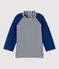 Anti-UV T-shirt van gerecycleerd materiaal voor baby's blauw MEDIEVAL/wit MARSHMALLOW