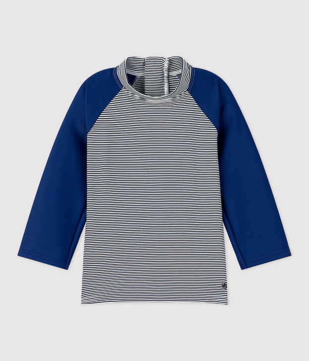 Anti-UV T-shirt van gerecycleerd materiaal voor baby's blauw/wit