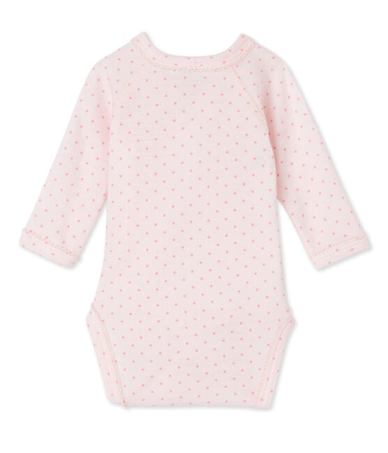 Body naissance bébé fille manches longues laine et coton rose VIENNE/rose GRETEL