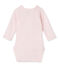 Body naissance bébé fille manches longues laine et coton rose VIENNE/rose GRETEL