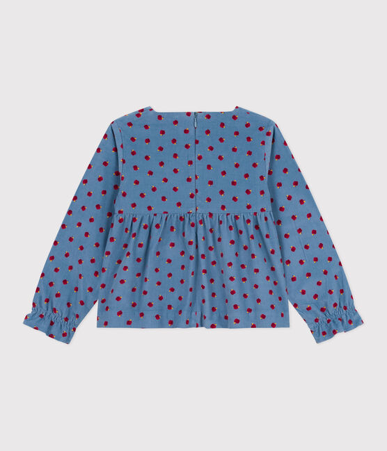 Kinderbloesje van velours met lange mouwen en print blauw ADRIATIC/ MULTICO