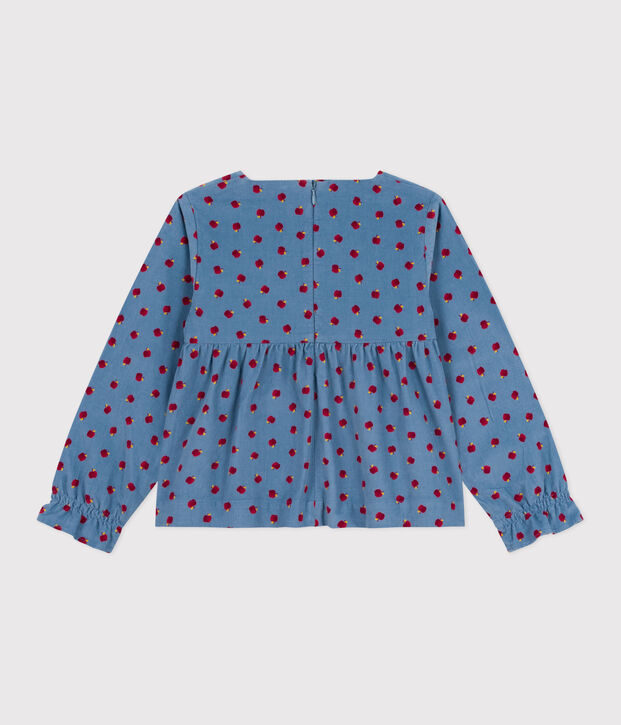 Kinderbloesje van velours met lange mouwen en print blauw/multicouleur