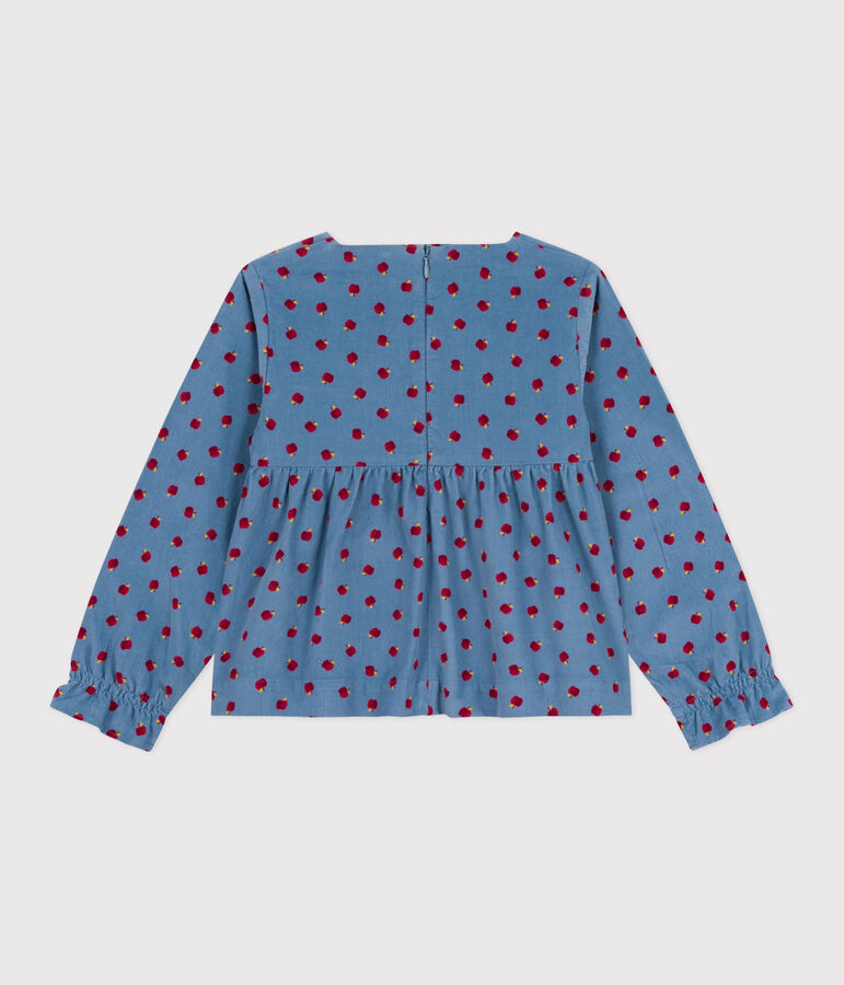 Kinderbloesje van velours met lange mouwen en print blauw/multicouleur