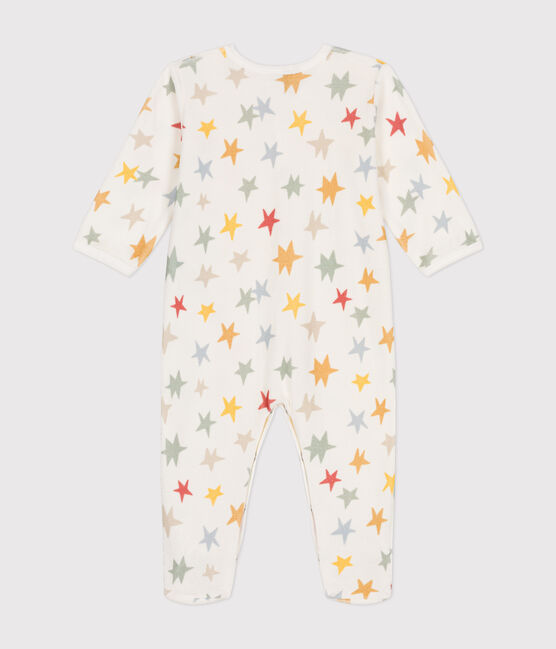 Babypyjama van velours met sterrenprint wit MARSHMALLOW/wit MULTICO