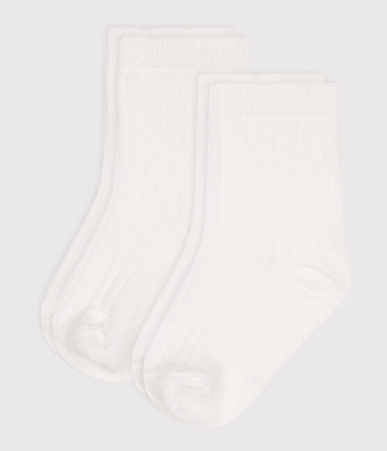 2 PAIRES DE CHAUSSETTES BEBE EN COTON UNIES BLANCHES variante 1