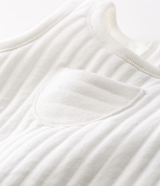 Salopette longue bébé garçon en tubique matelassé blanc MARSHMALLOW