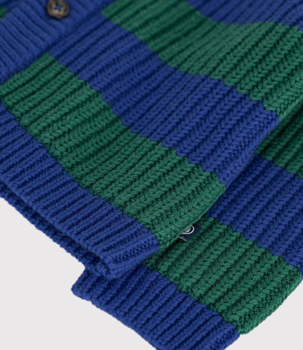 Cardigan b&eacute;b&eacute; en tricot laine et coton ray&eacute; multicouleur/vert
