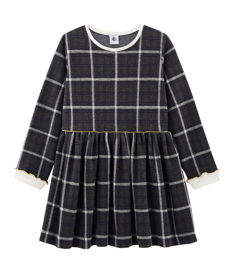Robe maille &agrave; carreaux enfant fille gris/multicouleur