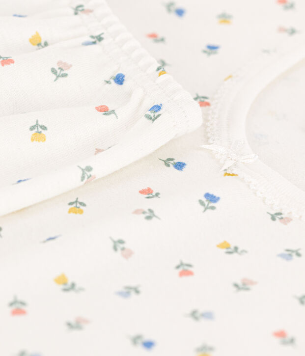 Aansluitende korte pyjama van katoen voor meisjes wit/multicouleur