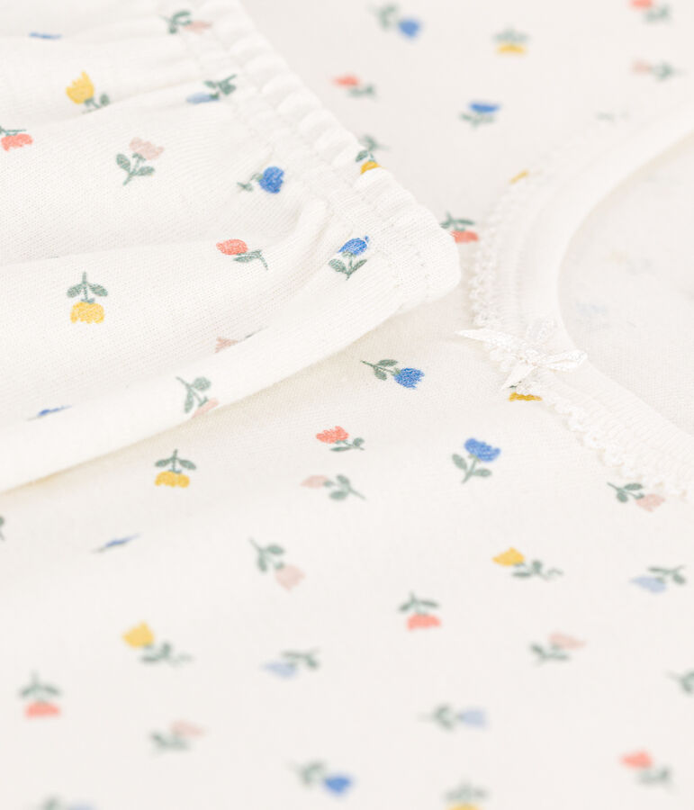 Aansluitende korte pyjama van katoen voor meisjes wit/multicouleur