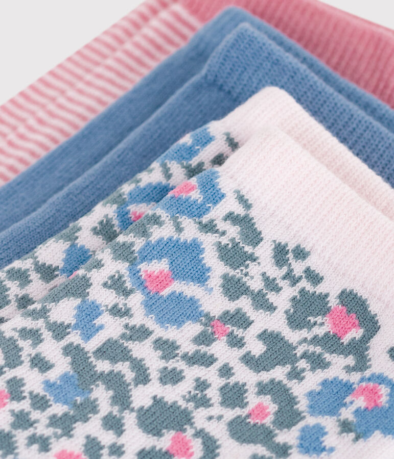 3 paires de chaussettes enfant en coton imprim&eacute; leopard multicouleur