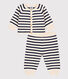 Ensemble 2 pièces à rayures marinières bébé en tricot laine et coton