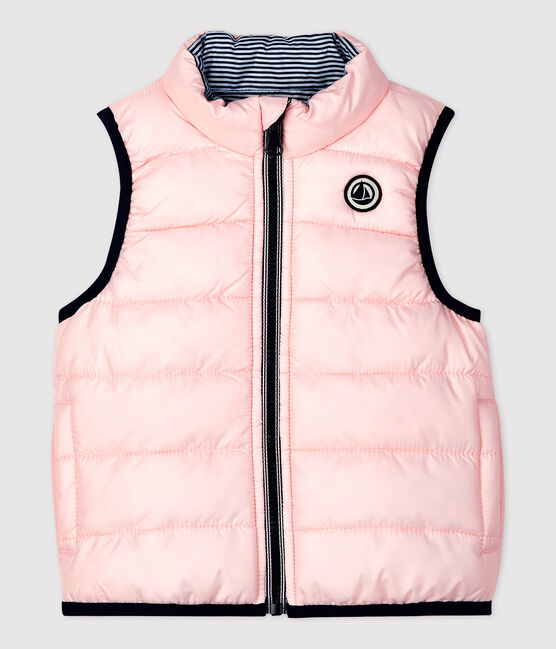 Omkeerbaar donsjack zonder mouwen van gerecycleerde polyester voor baby's roze MINOIS