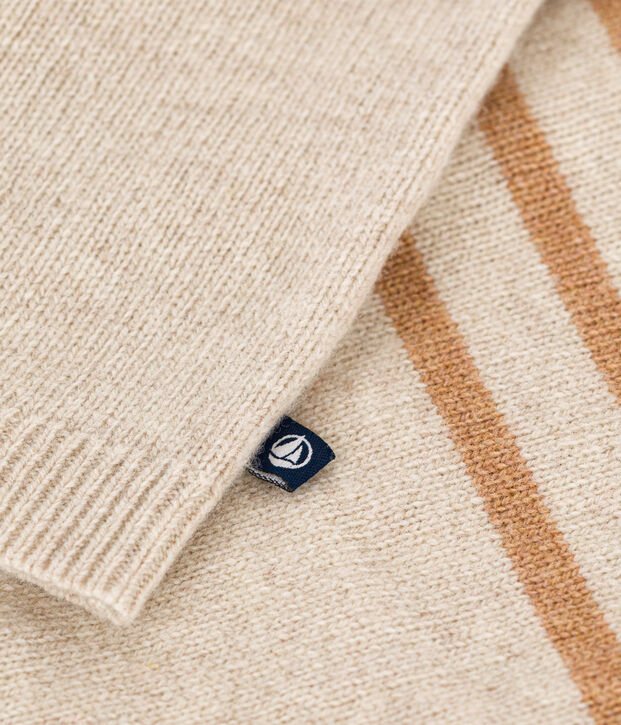 Gebreid vestje met wol. ecru/bruin