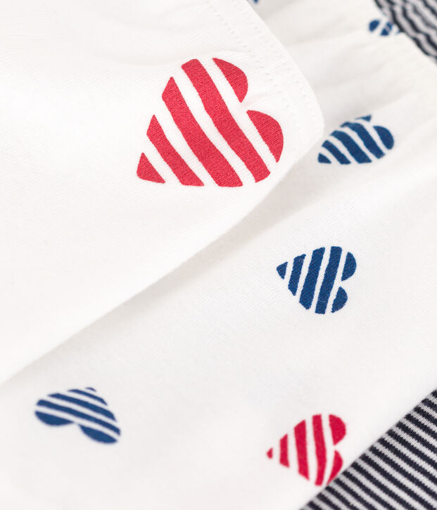 Lot de 3 shorties enfant en coton long imprim&eacute; c&oelig;urs multicouleur