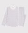 Pyjama imprimé fleuri petite fille en coton blanc MARSHMALLOW/blanc MULTICO