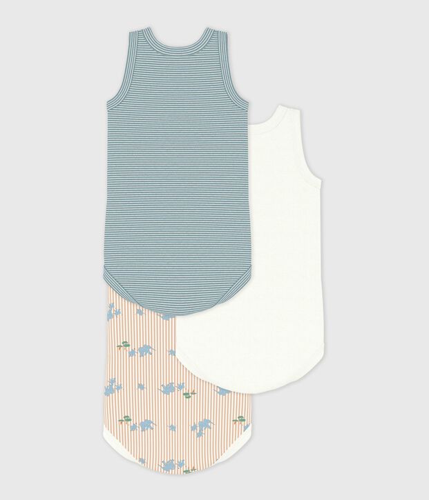 Lot de bodies sans manches en coton imprim&eacute; &eacute;l&eacute;phants b&eacute;b&eacute; multicouleur