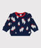Sweat bébé en coton, imprimé bateaux grande échelle bleu MEDIEVAL/blanc MULTICO