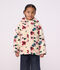 Kinderjasje met capuchon van sherpa met bloemetjesprint ecru/multicouleur