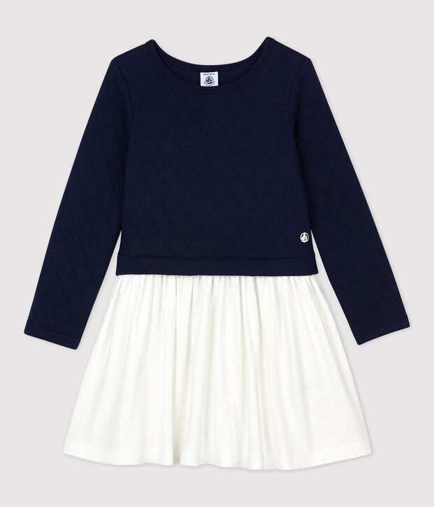 Meisjesjurk met lange mouwen van tubic blauw/multicouleur