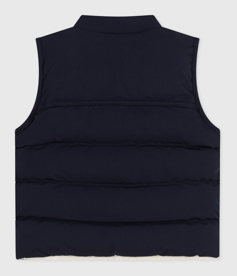 Doudoune b&eacute;b&eacute; sans manche r&eacute;versible bleu/&eacute;cru