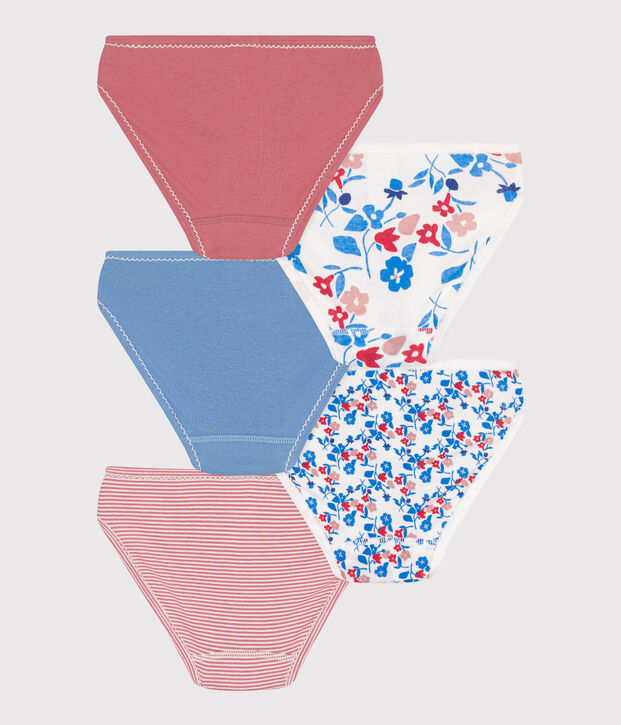 Lot de 5 culottes enfant en coton fleuries multicouleur