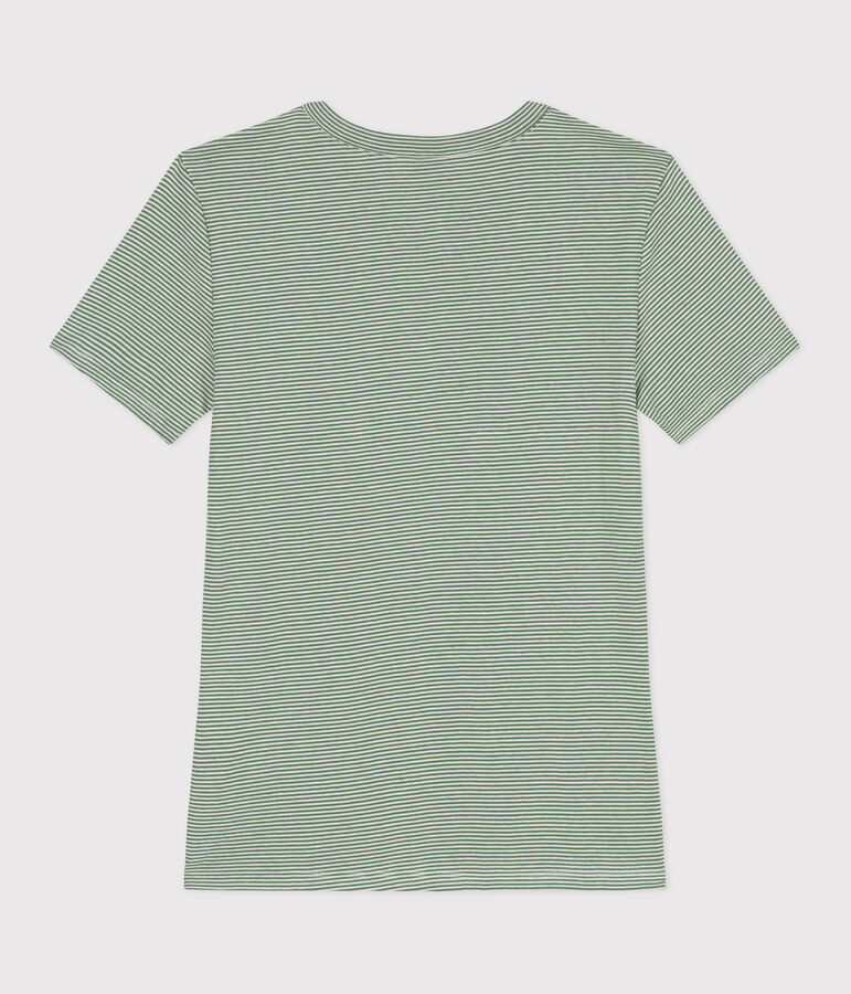 Tee-shirt Femme l'Iconique en coton ray&eacute; vert/blanc