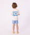Gestreepte zwemshort voor kinderen DELPHINIUM/ MARSHMALLOW