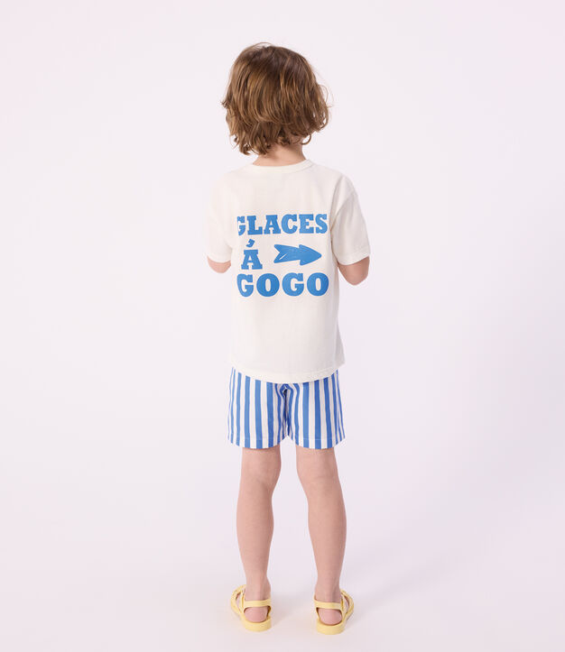 Gestreepte zwemshort voor kinderen blauw/wit