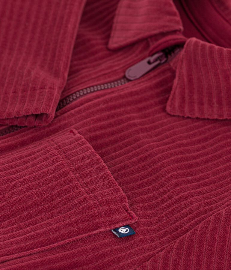 Combinaison enfant en bouclette velours longue unie rouge