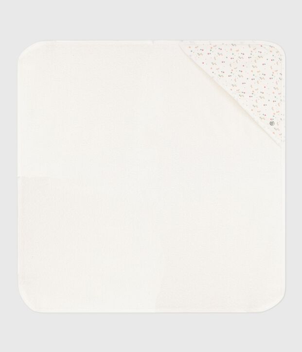 Katoenen badcape voor baby's wit/multicouleur