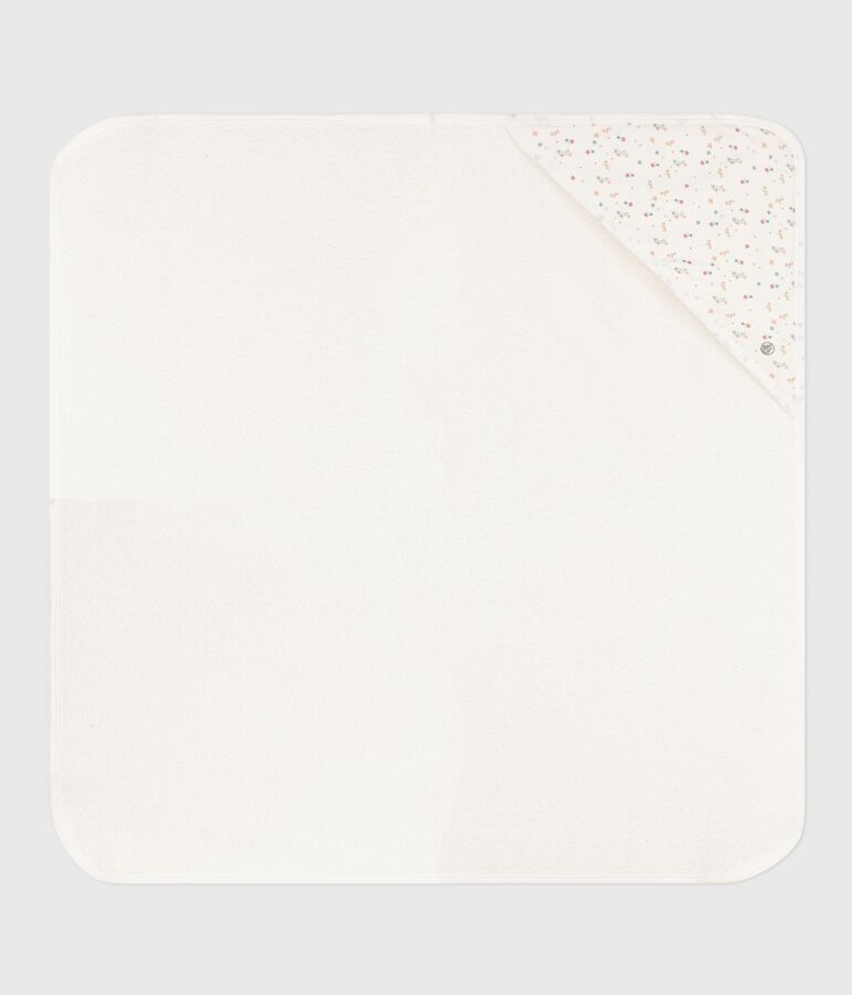 Katoenen badcape voor baby's wit/multicouleur